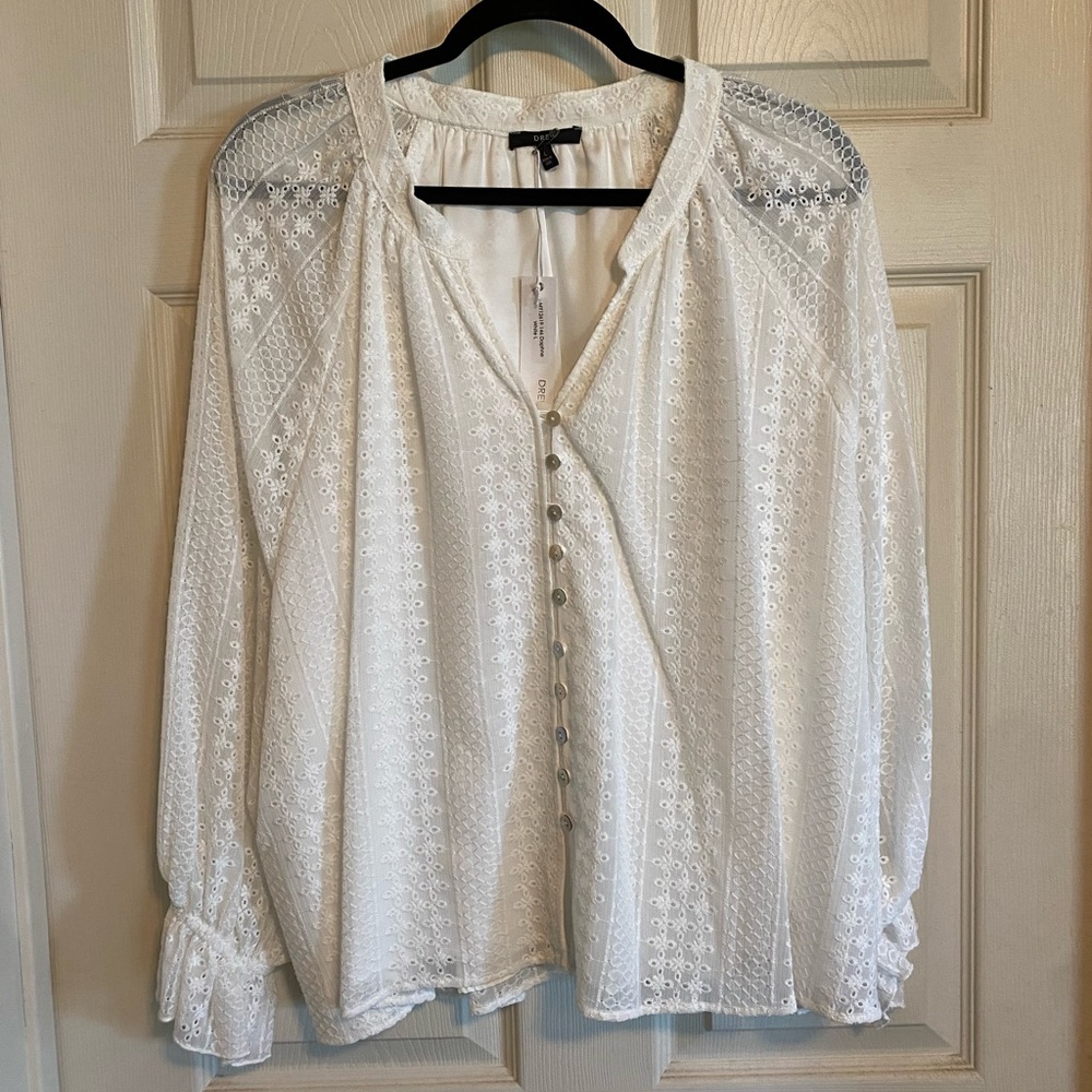DREW Daphne ivory eyelet blouse
